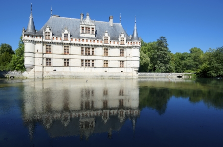 Castle of Azay le Rideau, Loire Valley, France. Built in the 16th century, on an island in the Indre River, is a magnificent example of French Renaissance architecture.のeditorial素材