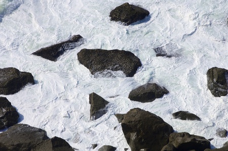 waves and stones in Cabo da Roca, Areia, geographical point of western Europe, Portugalの写真素材