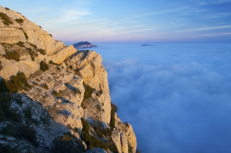 sunset in the mountains known as Cap del Ras, Ager, Lleida, Catalonia, Spainの写真素材