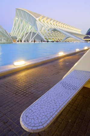 Valencia, Spain - December 6, 2009: tourist walk in the City of Arts and Sciences, designed  by Valencian architect Santiago Calatrava, offers a wide range of music and cultural events.のeditorial素材