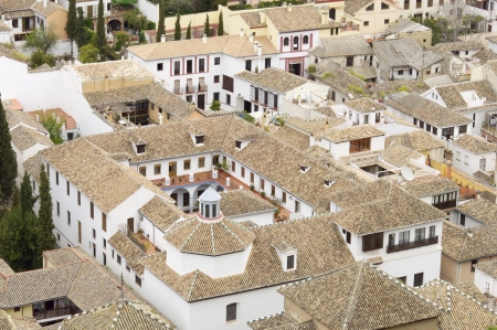 view from above the old town of Granada, Andalusia, Spainの写真素材