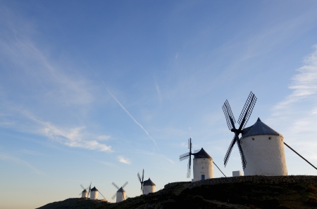 windmills in Consuegra, Toledo, Castilla La Mancha, spainの写真素材