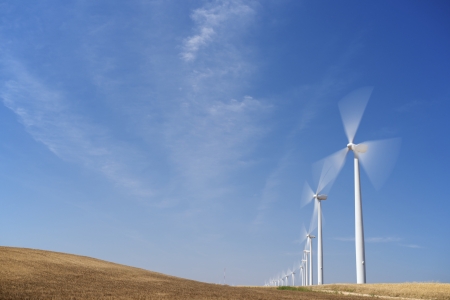 group of windmills for renewable electric energy productionの写真素材