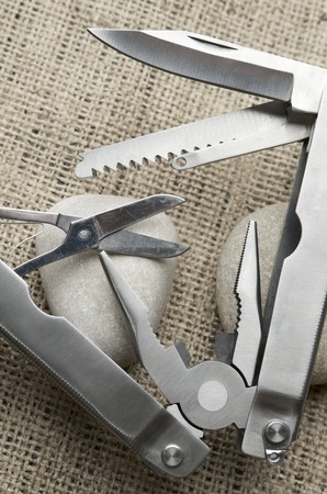 close up view  of a multi-tool pliersの写真素材