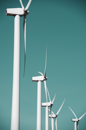 windmills for  electric power production, El Buste, Zaragoza, Aragon, Spainの写真素材