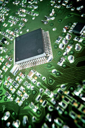 Closeup of a chip in an integrated circuit