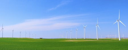 Windmills for electric power production, Pozuelo de Aragon, Zaragoza, Aragon, Spain