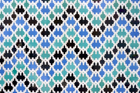 closeup of a ceramic tile in Reales Alcazares, Seville, Andalucia, Spainの写真素材