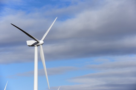 closeup of a windmill for renewable electric energy production