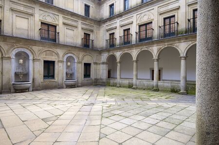 Courtyard of the fountainheads, Royal Monastery of El Escorial, San Lorenzo de El Escorial, Madrid, Spainのeditorial素材