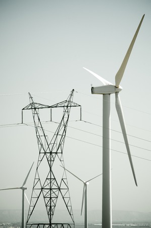 Windmills for electric power production,Zaragoza Province, Aragon, Spainの写真素材