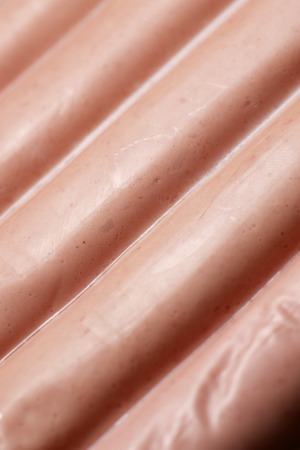 Closeup of a packaged frankfurters.の写真素材