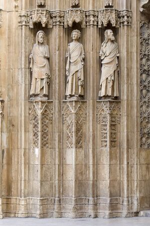 close up of the apostles door in the Cathedral of Valencia, Valencia, Spainの写真素材