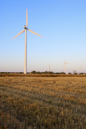 Windmills for renewable electric energy production, La Muela, Zaragoza, Aragon, Spain