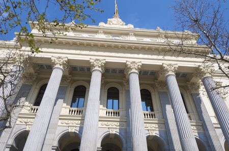 facade of public stock market building in Madrid city Spainのeditorial素材