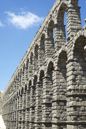 view of the aqueduct of Segovia, Castilla Leon, Spainの写真素材