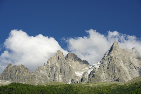 Aiguilles du Chamonix, Mont Blanc Massif, Alps, Franceの写真素材