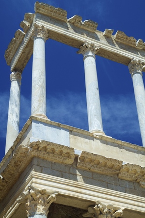 Roman theater in Merida, the theater, today, is used for theatrical performances, Merida, Badajoz,...