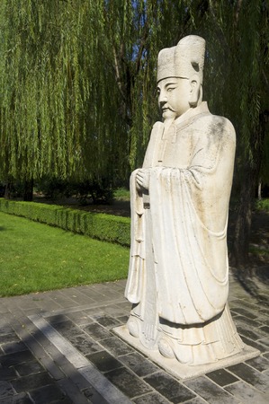 Statue of a Civil Official in The General Sacred Way of the Ming Tombs. It was built between 1435 and 1540. Shisanling, Beijing, Chinaの写真素材