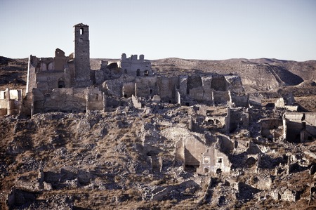 Roden village destroyed in a bombing during the Spanish Civil War, Saragossa, Aragon, Spainの写真素材
