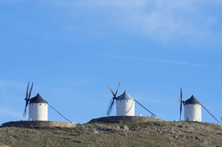 traditional windmills in Alcazar de San Juan, Ciudad Real, Castilla La Mancha, Spainの写真素材
