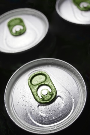Closeup of a group of beer cansの写真素材