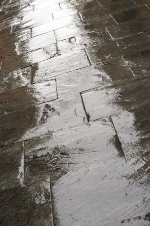 floor of a street with stone tiles in Salamanca district, Madrid, Spain.の写真素材