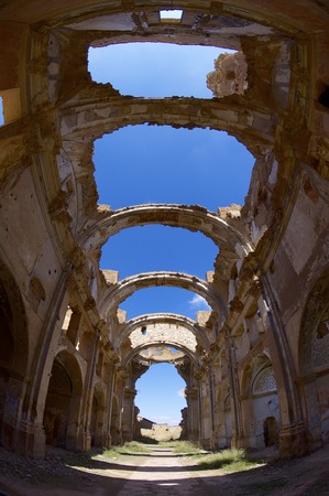 Belchite village destroyed in a bombing during the Spanish Civil War, Saragossa, Aragon, Spainの写真素材