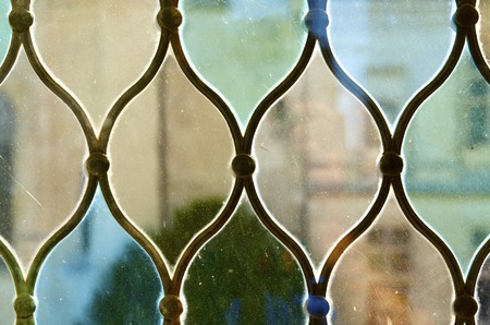 Closeup of a colored glass in the castle of Chaumont Sur Loire, Loire Valley, Franceのeditorial素材