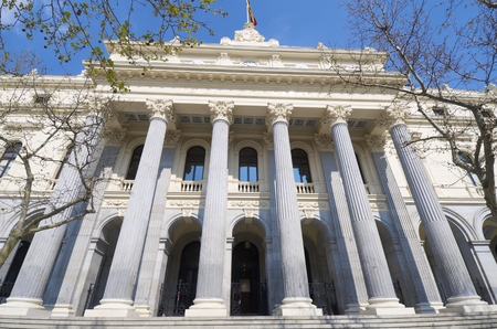 facade of public stock market building in Madrid city Spainのeditorial素材
