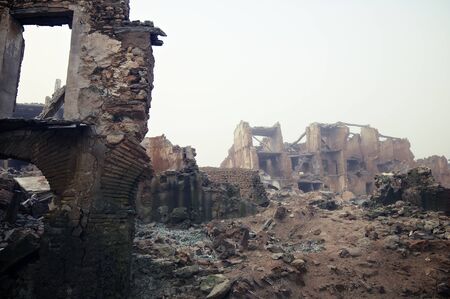 Belchite village destroyed in a bombing during the Spanish Civil War, Saragossa, Aragon, Spainの写真素材