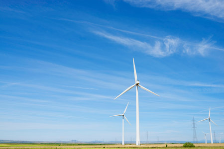 Windmills for electric power production, Huesca province, Aragon, Spain