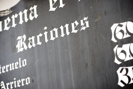 closeup of a typical spanish menu in Cuenca, Castilla La Mancha, Spain.