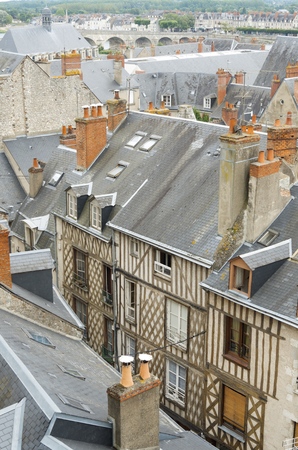 forefront of roofs in the old city of Blois, Loire Valley, Franceの写真素材