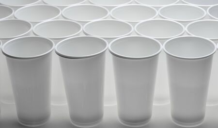 Large group of disposable plastic cups.の写真素材
