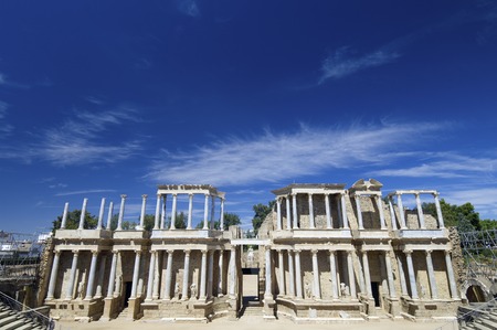 Roman theater in Merida, the theater, today, is used for theatrical performances, Merida, Badajoz, Extremadura, Spainの写真素材