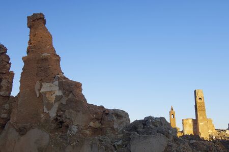 Belchite village destroyed in a bombing during the Spanish Civil War, Saragossa, Aragon, Spainの写真素材