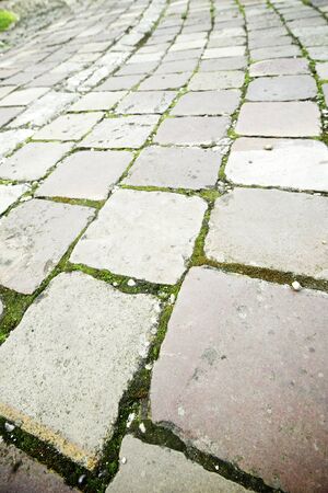 Floor of a street with stone tiles.