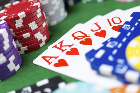 view of a gaming table with green matの写真素材