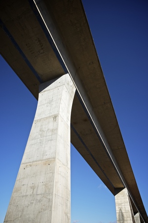 view of a high-speed viaduct in Sagides, Soria, Castilla Leon, Spain. AVE Madrid Barcelona.