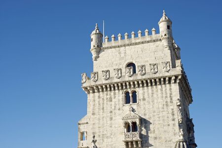 Belem Tower on Tagus river, Lisbon, Portugal.のeditorial素材