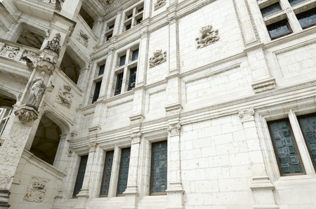 spiral staircase in the castle of Blois, Loire Valley, France. Originally built in the 13th century, today various architectural styles coexist result of the reforms. It was the residence of several french kings and today is owned by the city of Blois.のeditorial素材