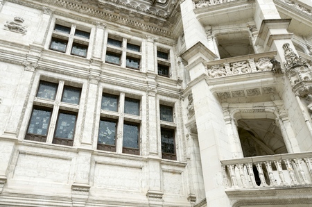 spiral staircase in the castle of Blois, Loire Valley, France. Originally built in the 13th century, today various architectural styles coexist result of the reforms. It was the residence of several french kings and today is owned by the city of Blois.のeditorial素材