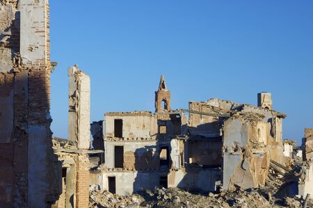 Belchite village destroyed in a bombing during the Spanish Civil War, Saragossa, Aragon, Spainの写真素材