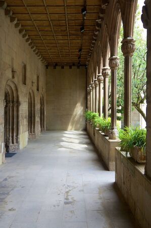 Cloister of the Benedictine monastery of Montserrat, Monistrol of Montserrat, Barcelona, Catalonia, Spain.の写真素材