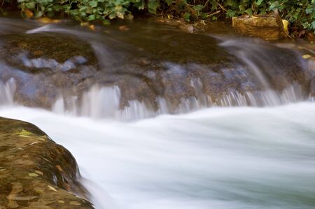 Waterfall in the Natural Park of the Monasterio de Piedra, Zaragoza, Aragon, Spain.の写真素材