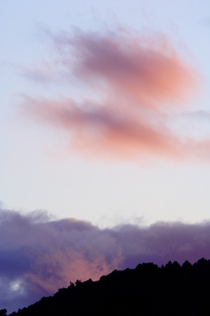 Sunset in a wooded hills in Zaragoza, Spain.の写真素材