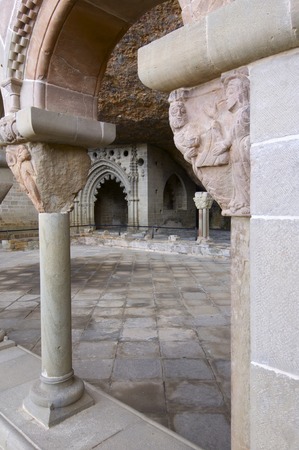 Romanesque cloister, XII century, San Juan de la Pena, Huesca, Aragon, Spain.