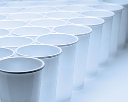 Large group of disposable plastic cups.の写真素材