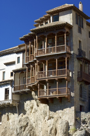 view of the hanging houses of Cuenca, Castilla La Mancha, Spainのeditorial素材